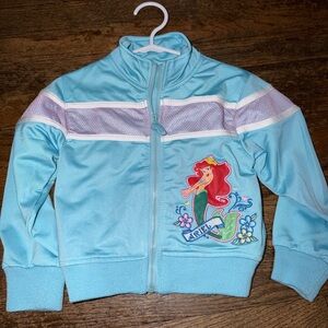 Vintage Walt Disney Princess Ariel Girls' Blue Track Jacket Full Zip Size 3T